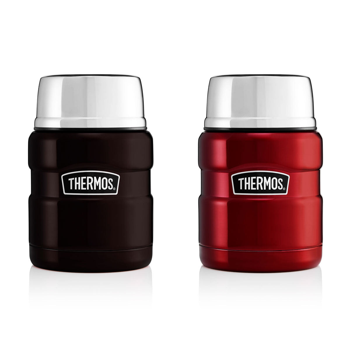 296121A.jpg Thermos Stainless Steel Vacuum Insulated Food Flask, 2 pack in Black/Red - Image 1