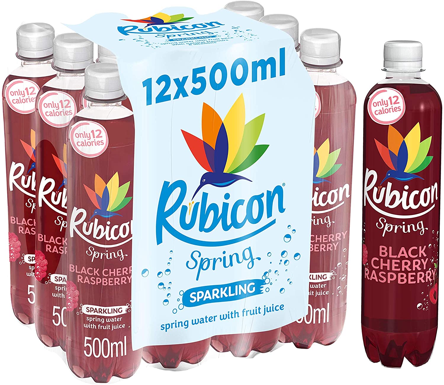 81GHHx_2BVtxL._AC_SL1500.jpg Rubicon Spring Black Cherry Raspberry Flavoured Sparkling Water Pack of 12x500ml - Image 1