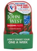 John West Mackerel Fillets in Tomato Sauce Pack of 10x125g