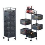 5-Tier Kitchen Metal Rolling Utility Cart Multi-Functional Storage Trolley - Image 2