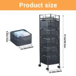 5-Tier Kitchen Metal Rolling Utility Cart Multi-Functional Storage Trolley - Image 3