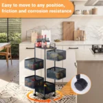 5-Tier Kitchen Metal Rolling Utility Cart Multi-Functional Storage Trolley - Image 5