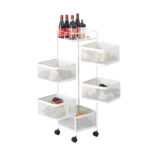 5-Tier Kitchen Metal Rolling Utility Cart Multi-Functional Storage Trolley - Image 9